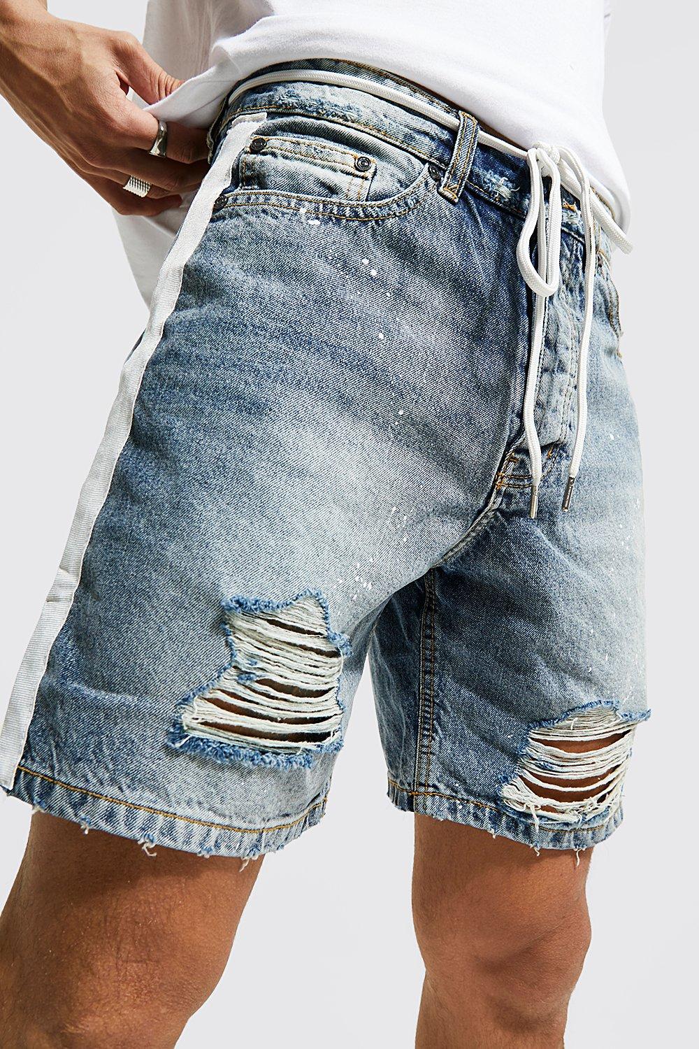 Jean shorts with on sale stripes on side